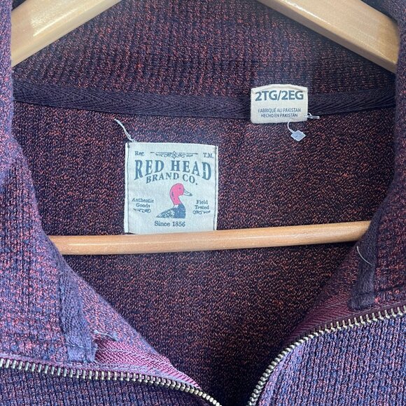 Red Head Brand Sweater Mens Size‎ 2XL Maroon Red 1/4 Zip Pullover Long Sleeve - Picture 3 of 6